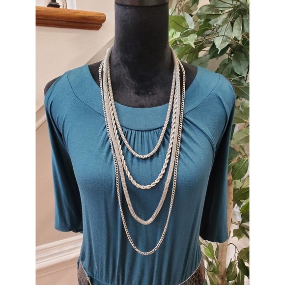 Inner Womens Blue Rayon Round Neck Cold Shoulder Sleeve Casual Top Blouse Small - Picture 2 of 11